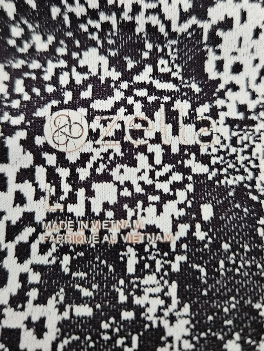 Zella Black/White Textured Static Abstract Print Legging L - Picture 7 of 10